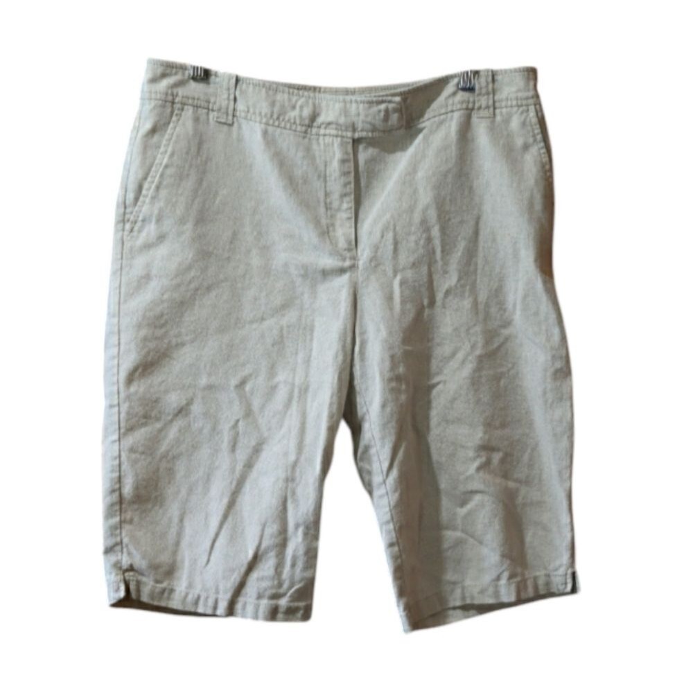 New York & Company Beige Linen Walking Bermuda Shorts Size 8 Camp Gorpcore